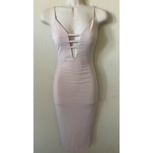 Dance & Marvel Pink Deep V Adjustable Straps Sleeveless Midi Dress Size S